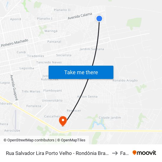 Rua Salvador Lira Porto Velho - Rondônia Brasil to Faro map