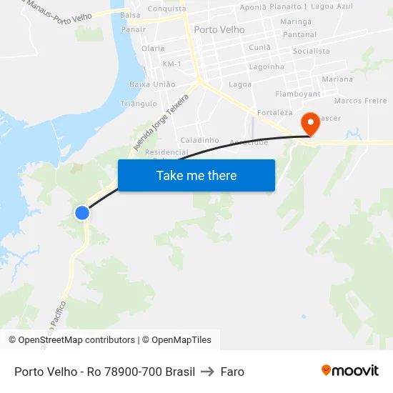 Porto Velho - Ro 78900-700 Brasil to Faro map