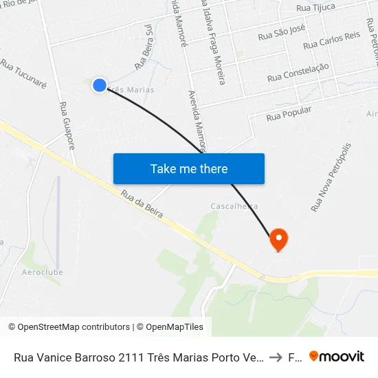 Rua Vanice Barroso 2111 Três Marias Porto Velho - Ro 76812-658 Brasil to Faro map