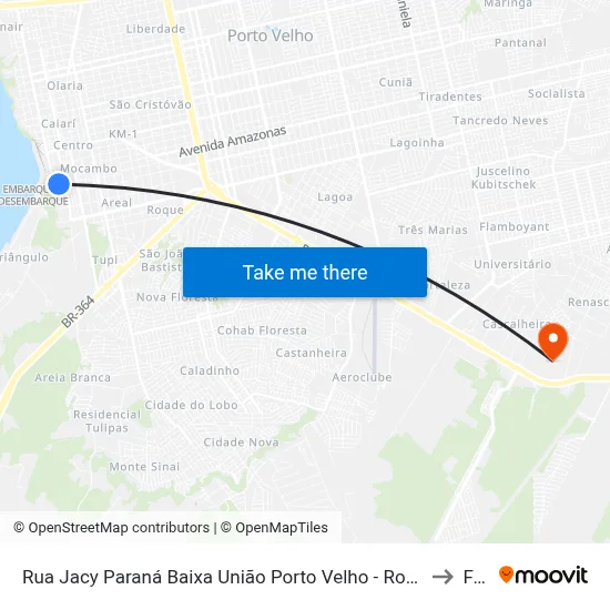 Rua Jacy Paraná Baixa União Porto Velho - Rondônia 76081 Brasil to Faro map