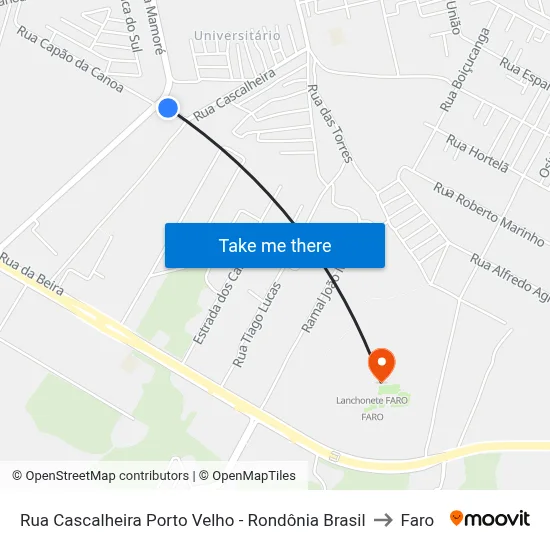 Rua Cascalheira Porto Velho - Rondônia Brasil to Faro map