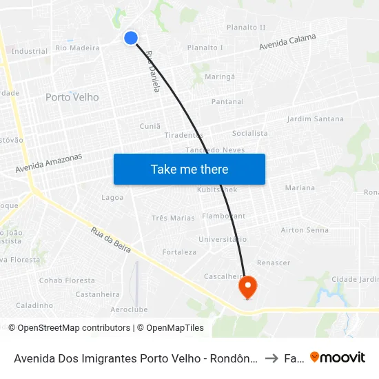 Avenida Dos Imigrantes Porto Velho - Rondônia Brasil to Faro map