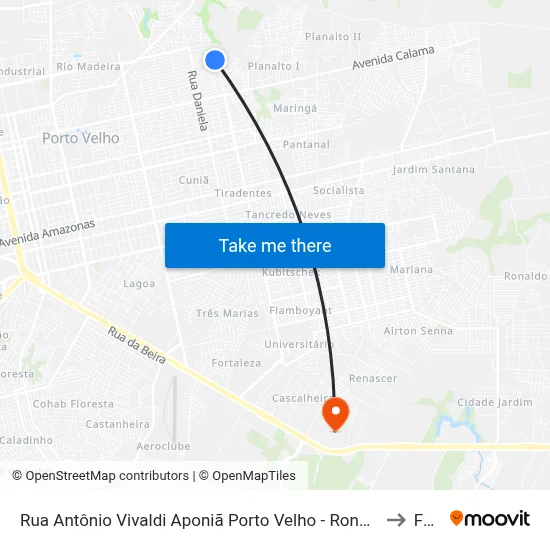 Rua Antônio Vivaldi Aponiã Porto Velho - Rondônia Brasil to Faro map