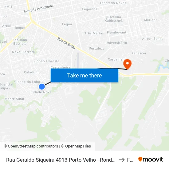 Rua Geraldo Siqueira 4913 Porto Velho - Rondônia Brasil to Faro map