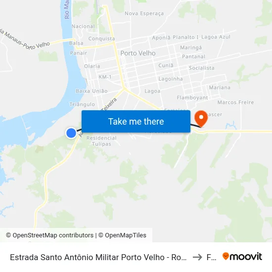 Estrada Santo Antônio Militar Porto Velho - Rondônia 76815 Brasil to Faro map