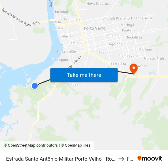 Estrada Santo Antônio Militar Porto Velho - Rondônia Brasil to Faro map