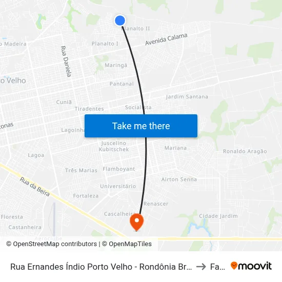 Rua Ernandes Índio Porto Velho - Rondônia Brasil to Faro map