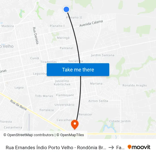 Rua Ernandes Índio Porto Velho - Rondônia Brasil to Faro map