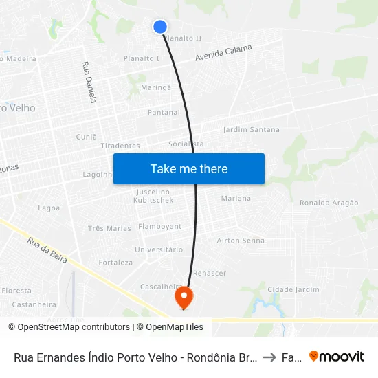 Rua Ernandes Índio Porto Velho - Rondônia Brasil to Faro map