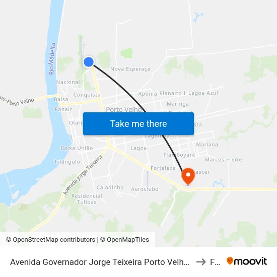 Avenida Governador Jorge Teixeira Porto Velho - Rondônia Brasil to Faro map