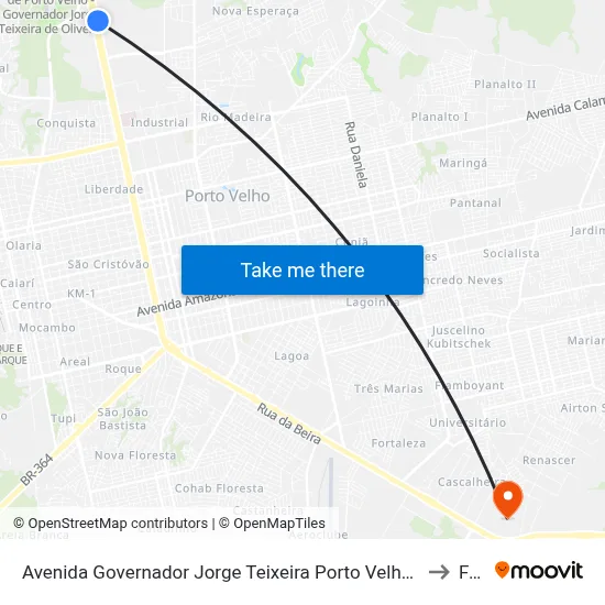 Avenida Governador Jorge Teixeira Porto Velho - Rondônia Brasil to Faro map