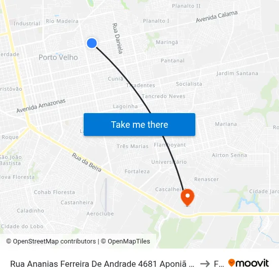 Rua Ananias Ferreira De Andrade 4681 Aponiã Porto Velho - Ro 78908-500 Brasil to Faro map