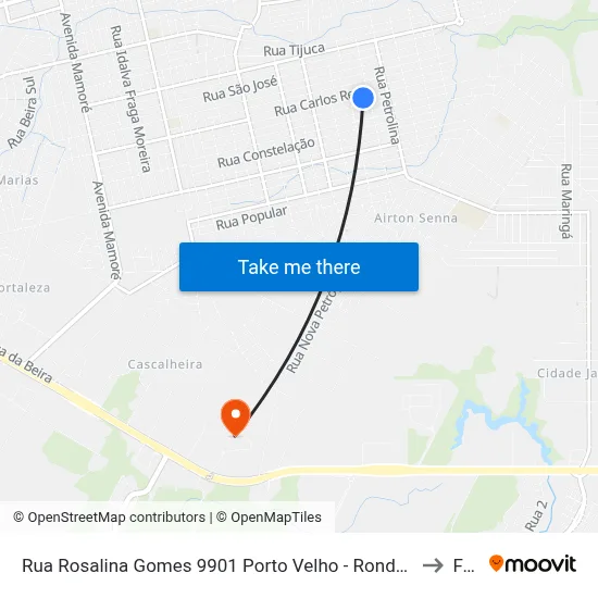 Rua Rosalina Gomes 9901 Porto Velho - Rondônia 76816 Brasil to Faro map