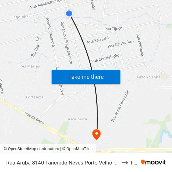 Rua Aruba 8140 Tancredo Neves Porto Velho - Ro 78910-521 Brasil to Faro map