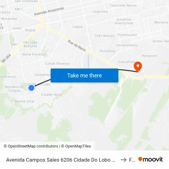 Avenida Campos Sales 6206 Cidade Do Lobo Porto Velho - Rondônia Brasil to Faro map
