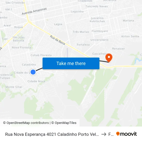 Rua Nova Esperança 4021 Caladinho Porto Velho - Rondônia 76807 Brasil to Faro map
