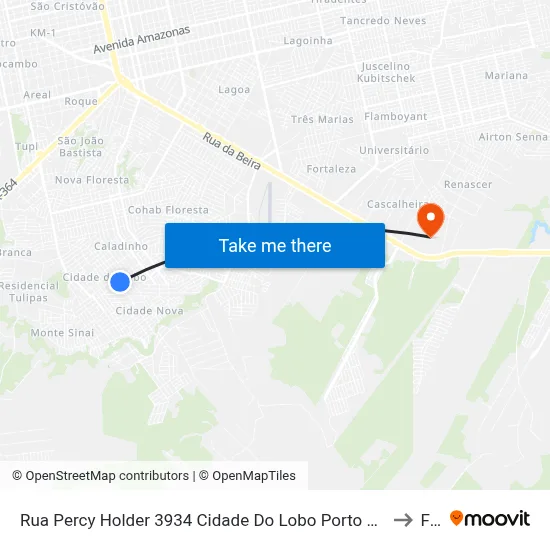 Rua Percy Holder 3934 Cidade Do Lobo Porto Velho - Rondônia 76807 Brasil to Faro map