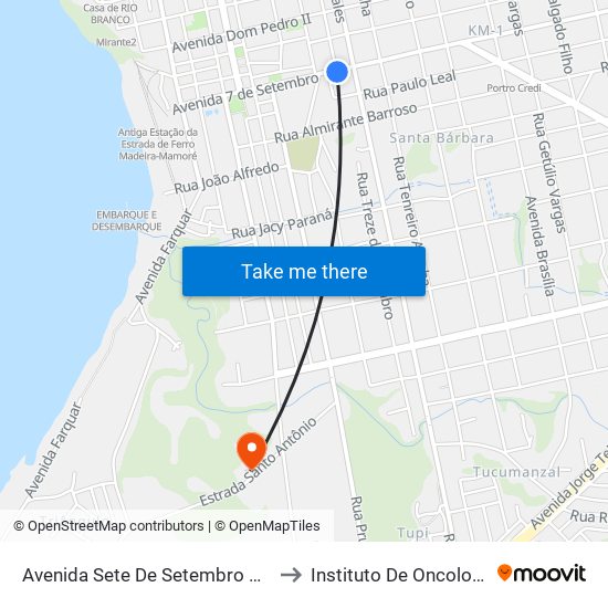 Avenida Sete De Setembro 864 Centro Porto Velho - Ro 78916-000 Brasil to Instituto De Oncologia E Radioterapia São Pellegrino map
