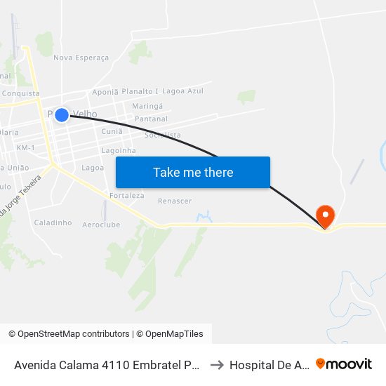 Avenida Calama 4110 Embratel Porto Velho - Ro 78905-230 Brasil to Hospital De Amor Amazônia map