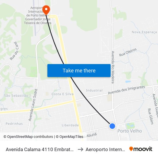 Avenida Calama 4110 Embratel Porto Velho - Ro 78905-230 Brasil to Aeroporto Internacional de Porto Velho map