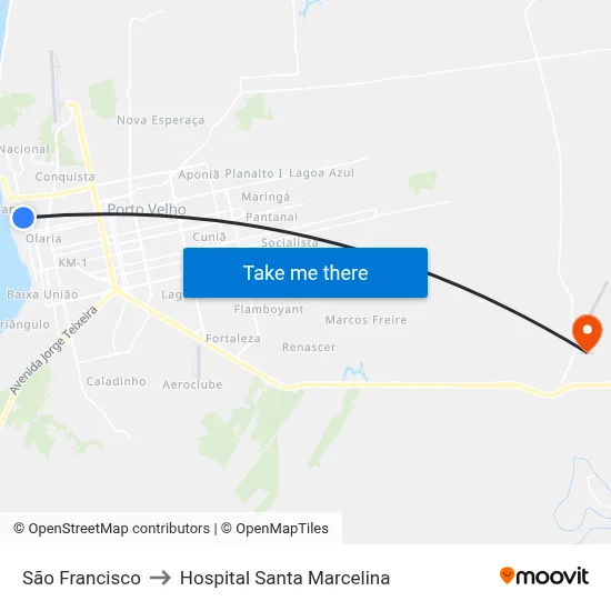 São Francisco to Hospital Santa Marcelina map
