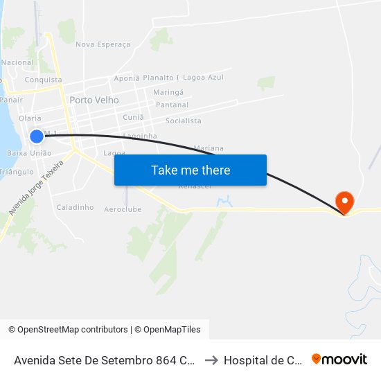 Avenida Sete De Setembro 864 Centro Porto Velho - Ro 78916-000 Brasil to Hospital de Câncer da Amazônia map