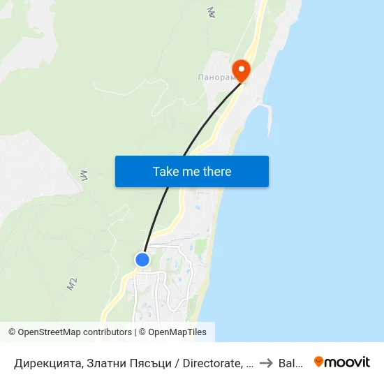 Дирекцията, Златни Пясъци / Directorate, Golden Sands to Balchik map