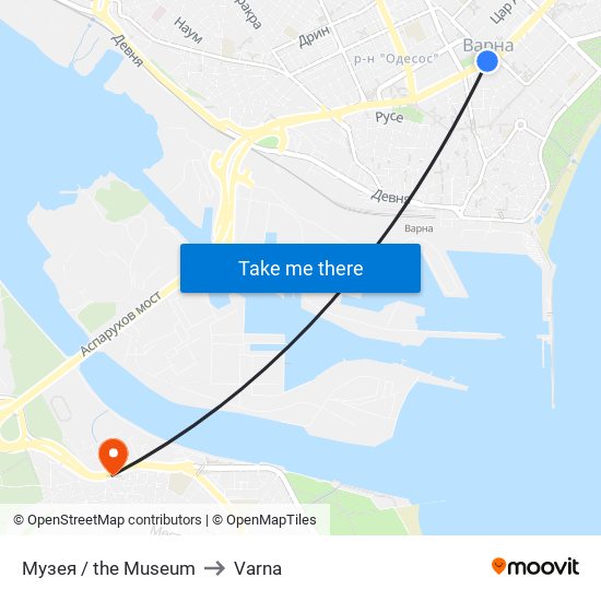 Музея / the Museum to Varna map