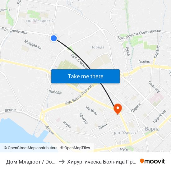 Дом Младост / Dom Mladost to Хирургическа Болница Проф. Темелков map