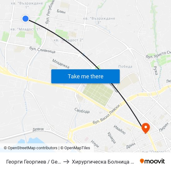 Георги Георгиев / Georgi Georgiev to Хирургическа Болница Проф. Темелков map