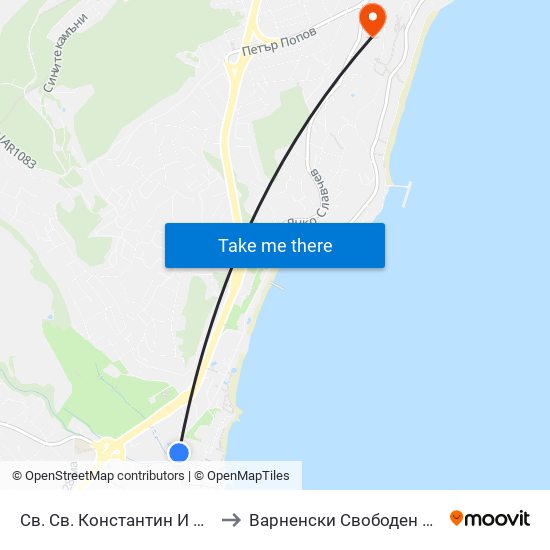 Св. Св. Константин И Елена / St. St. Konstantin And Helena to Варненски Свободен Университет „Черноризец Храбър“ map