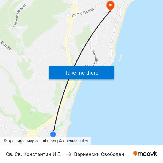 Св. Св. Константин И Елена / St. St. Konstantin And Helena to Варненски Свободен Университет „Черноризец Храбър“ map