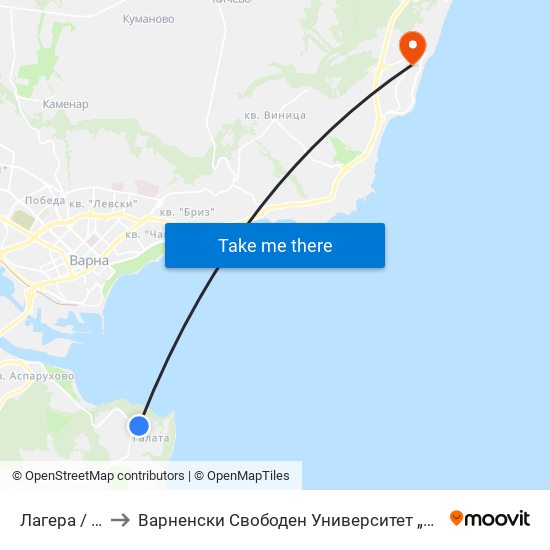 Лагера / Lagera to Варненски Свободен Университет „Черноризец Храбър“ map