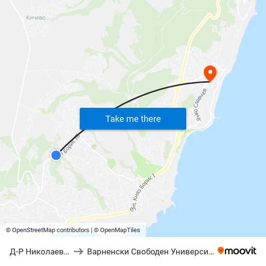 Д-Р Николаев / Dr. Nikolaev to Варненски Свободен Университет „Черноризец Храбър“ map