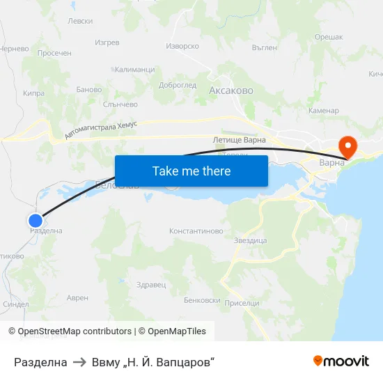 Разделна to Ввму „Н. Й. Вапцаров“ map