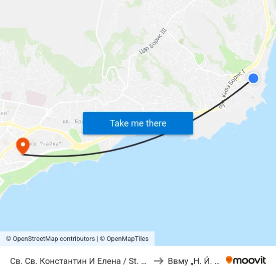 Св. Св. Константин И Елена / St. St. Konstantin And Helena to Ввму „Н. Й. Вапцаров“ map