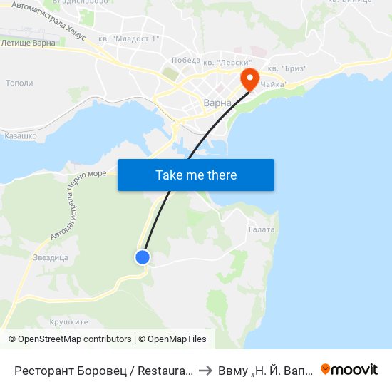 Ресторант Боровец / Restaurant Borovets to Ввму „Н. Й. Вапцаров“ map