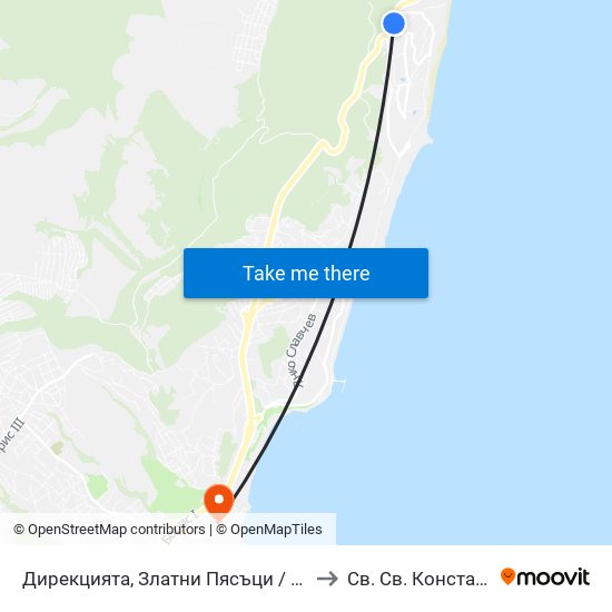 Дирекцията, Златни Пясъци / Directorate, Golden Sands to Св. Св. Константин И Елена map