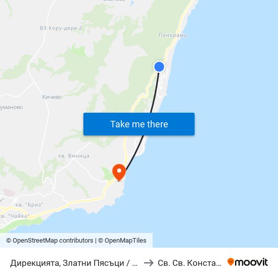 Дирекцията, Златни Пясъци / Directorate, Golden Sands to Св. Св. Константин И Елена map