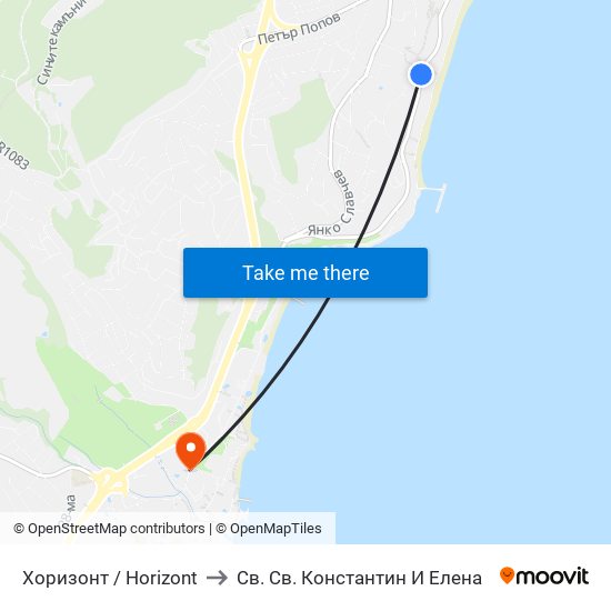 Хоризонт / Horizont to Св. Св. Константин И Елена map