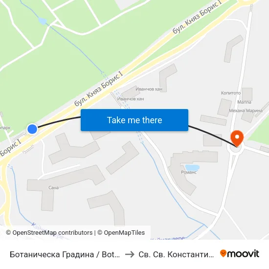 Ботаническа Градина / Botanical Garden to Св. Св. Константин И Елена map