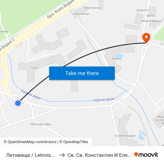 Летовище / Letovishte to Св. Св. Константин И Елена map