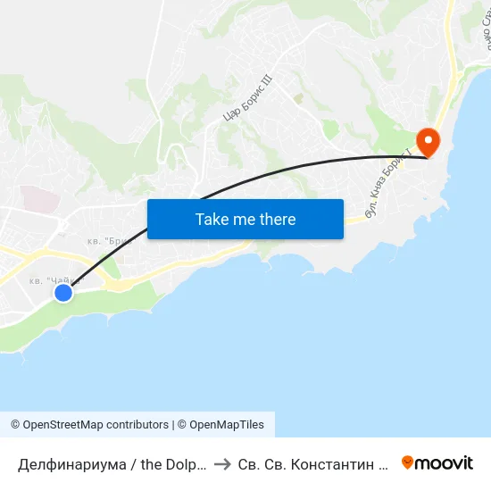 Делфинариума / the Dolphinarium to Св. Св. Константин И Елена map
