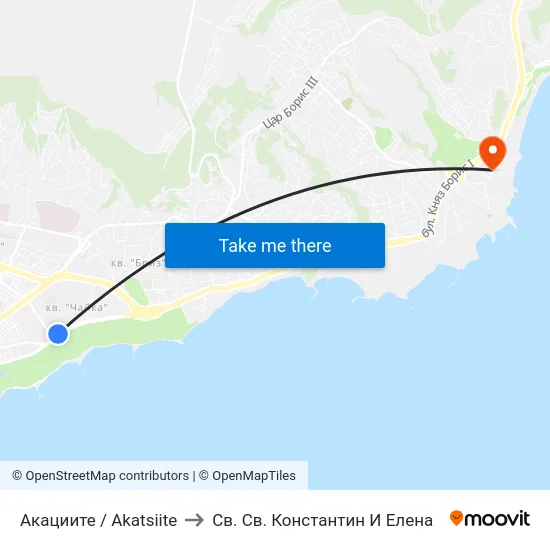Акациите / Akatsiite to Св. Св. Константин И Елена map