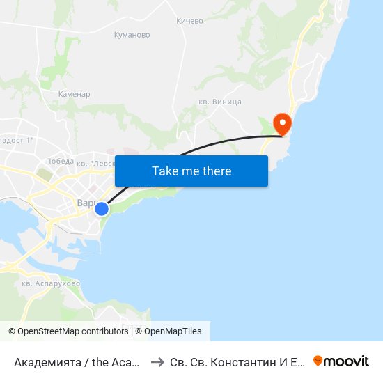 Академията / the Academy to Св. Св. Константин И Елена map