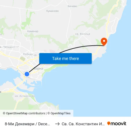 8-Ми Декември / December 8th to Св. Св. Константин И Елена map