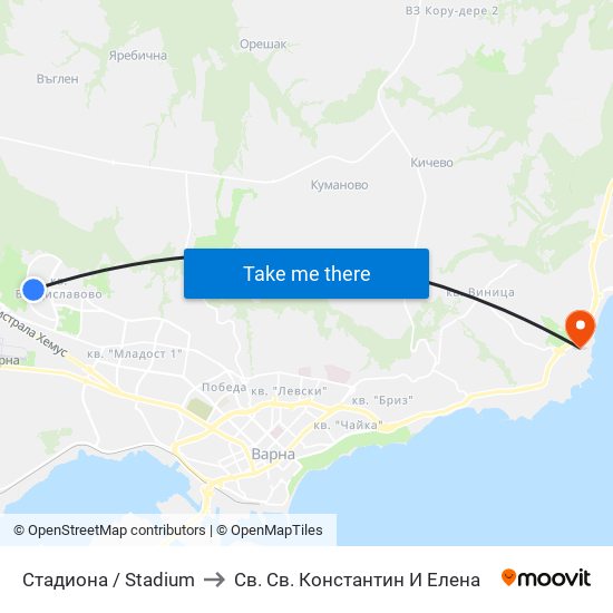 Стадиона / Stadium to Св. Св. Константин И Елена map