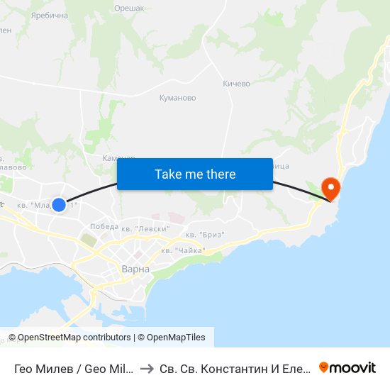 Гео Милев / Geo Milev to Св. Св. Константин И Елена map