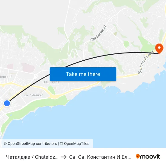 Чаталджа / Chataldzha to Св. Св. Константин И Елена map