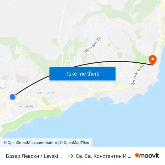 Базар Левски / Levski Market to Св. Св. Константин И Елена map